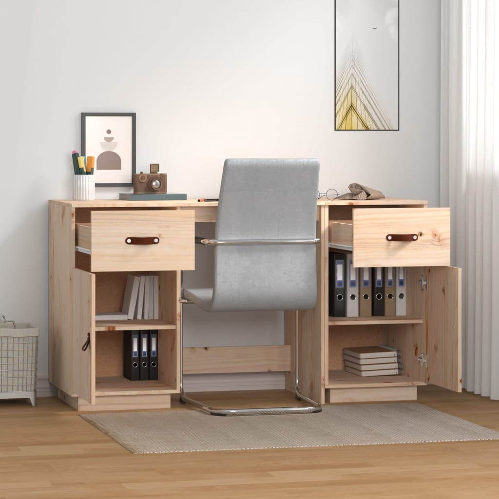 vidaXL Birou cu dulapuri, 135x50x75 cm, lemn masiv de pin