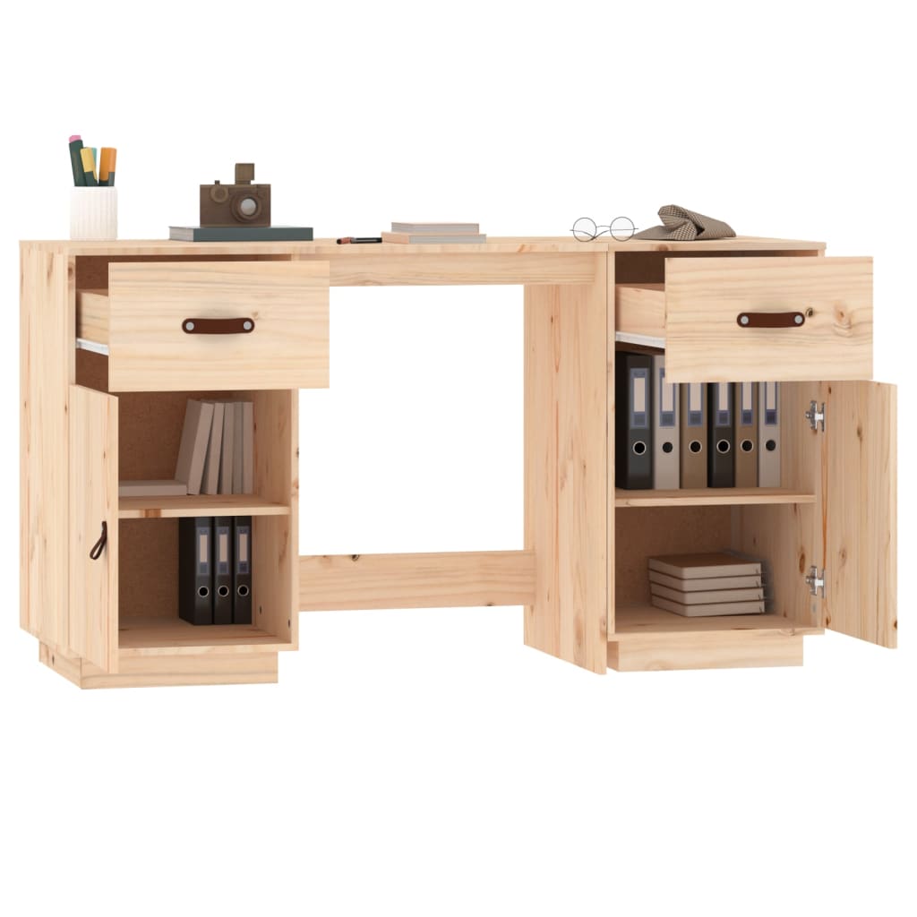 vidaXL Birou cu dulapuri, 135x50x75 cm, lemn masiv de pin