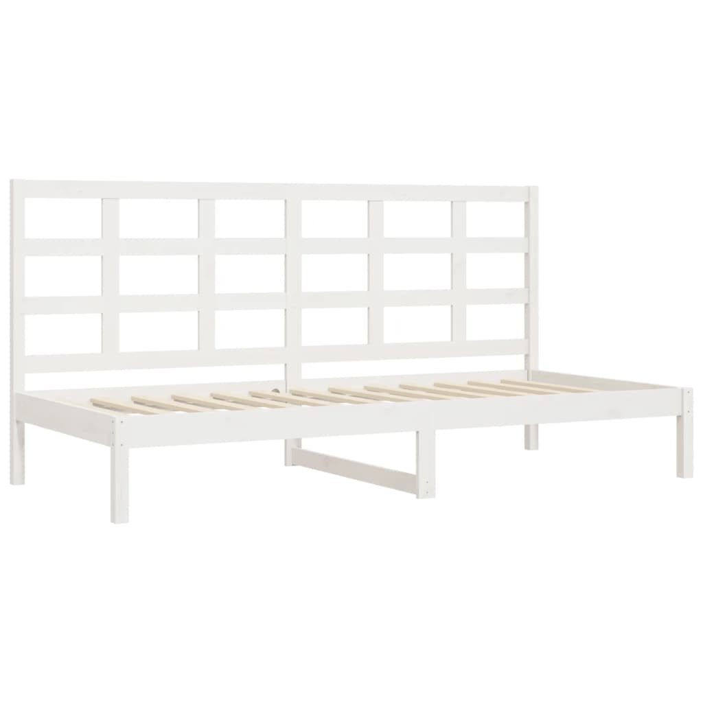 vidaXL Pat de zi fără saltea, alb, 90x200 cm, lemn masiv pin
