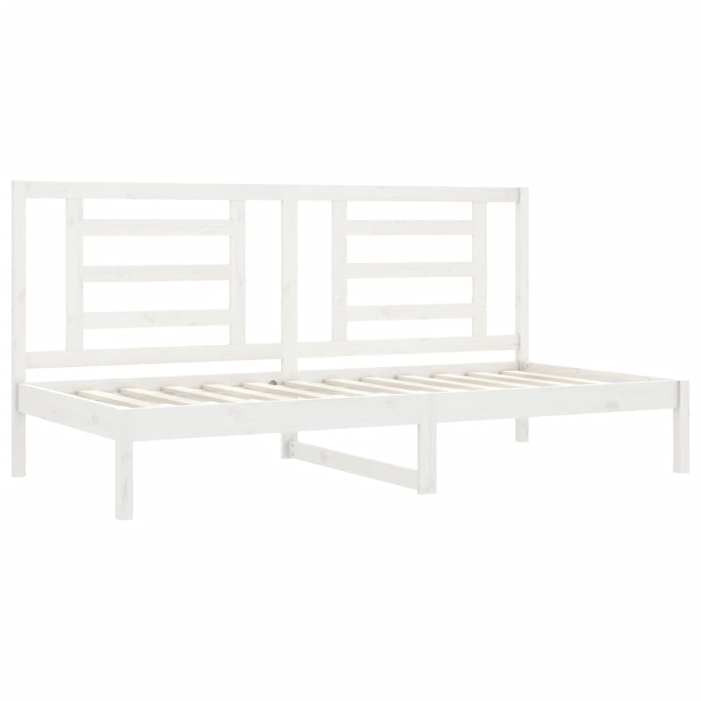 vidaXL Pat de zi fără saltea, alb, 90x200 cm, lemn masiv pin