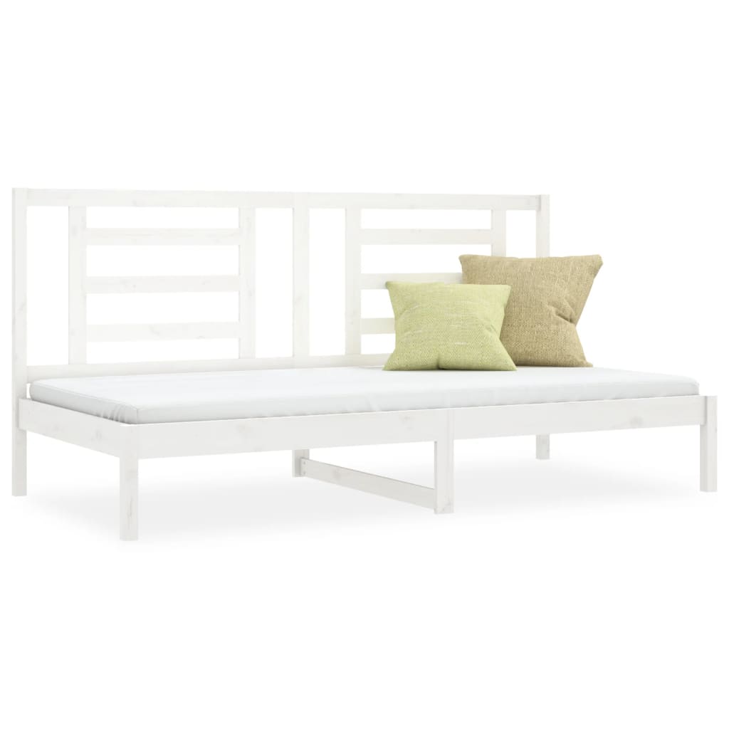 vidaXL Pat de zi fără saltea, alb, 80x200 cm, lemn masiv pin vidaXL Pat de zi fără saltea, alb, 80x200 cm, lemn masiv pin