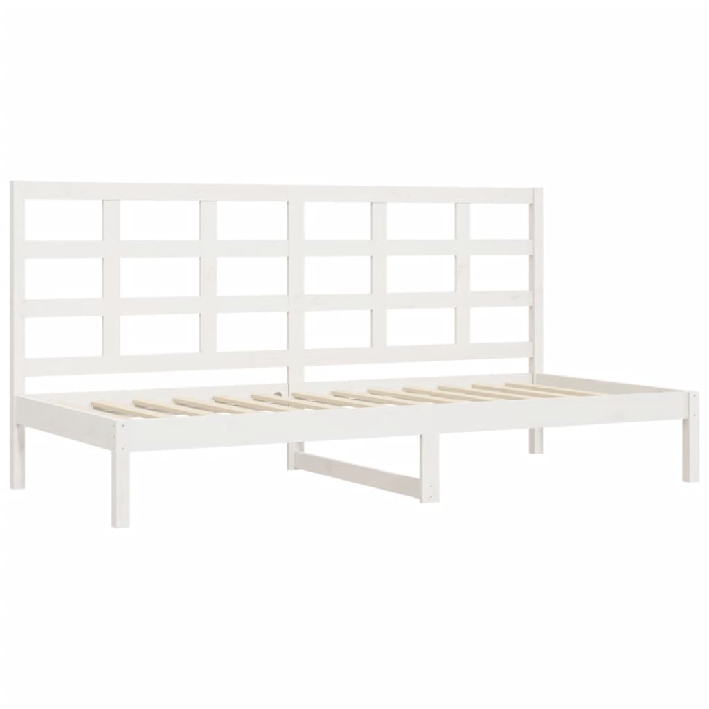 vidaXL Pat de zi fără saltea, alb, 90x200 cm, lemn masiv pin