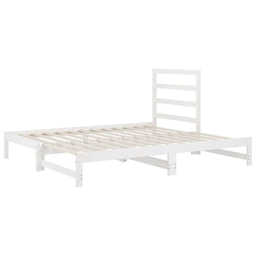 vidaXL Pat de zi extensibil, alb, 2x(90x200) cm, lemn masiv de pin