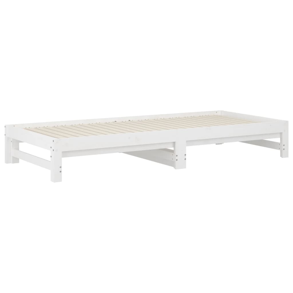 vidaXL Pat de zi extensibil, alb, 2x(90x200) cm, lemn masiv de pin