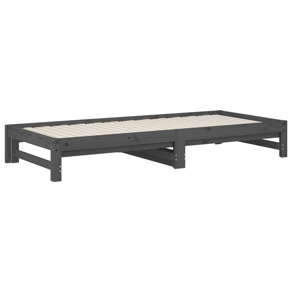 vidaXL Pat de zi extensibil, gri, 2x(90x200) cm, lemn masiv de pin