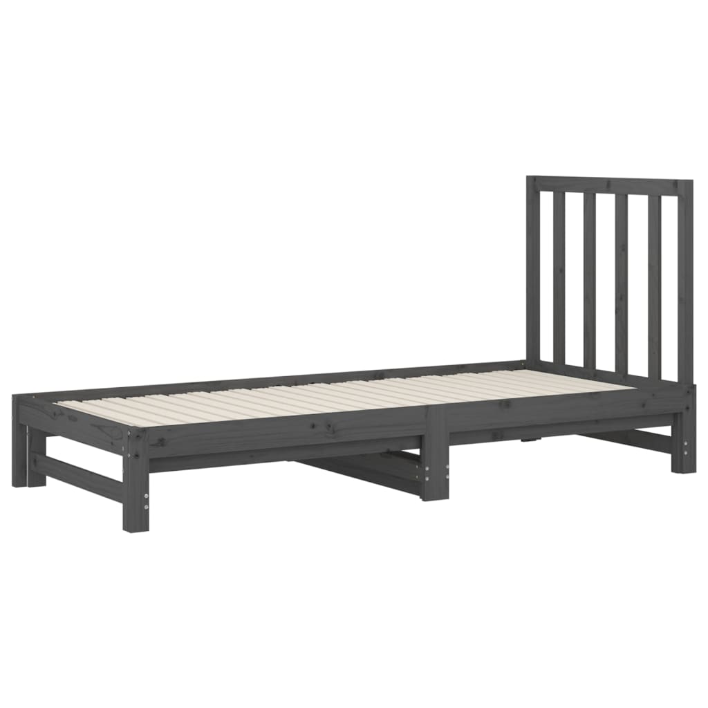 vidaXL Pat de zi extensibil, gri, 2x(90x200) cm, lemn masiv de pin