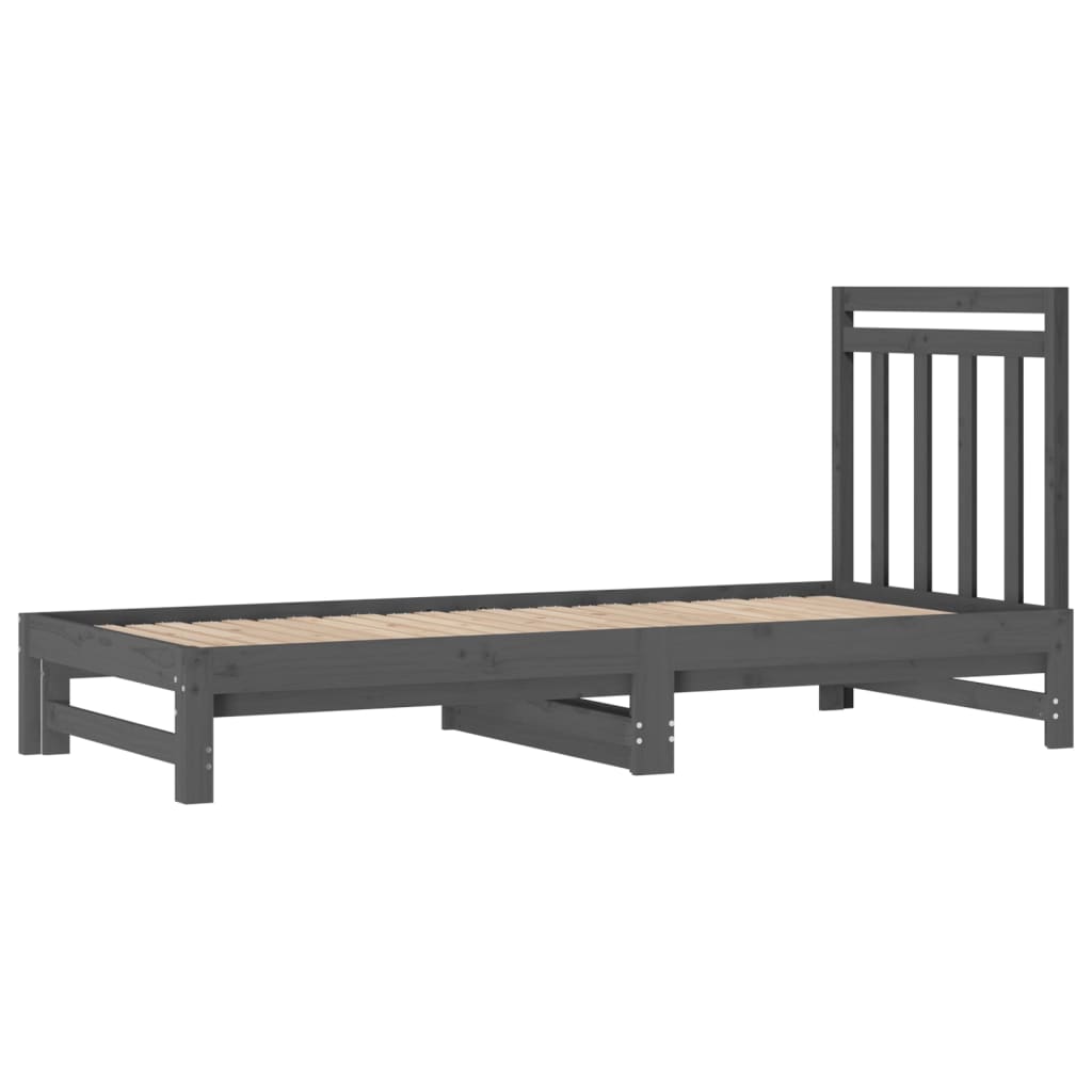 vidaXL Pat de zi extensibil, gri, 2x(90x200) cm, lemn masiv de pin