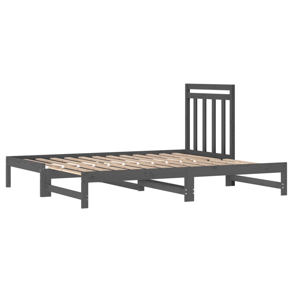 vidaXL Pat de zi extensibil, gri, 2x(90x200) cm, lemn masiv de pin