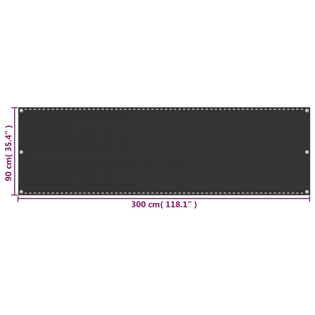 vidaXL Paravan de balcon, antracit, 90x300 cm HDPE