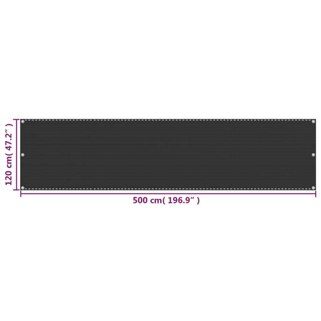 vidaXL Paravan de balcon, antracit, 120 x 500 cm, HDPE