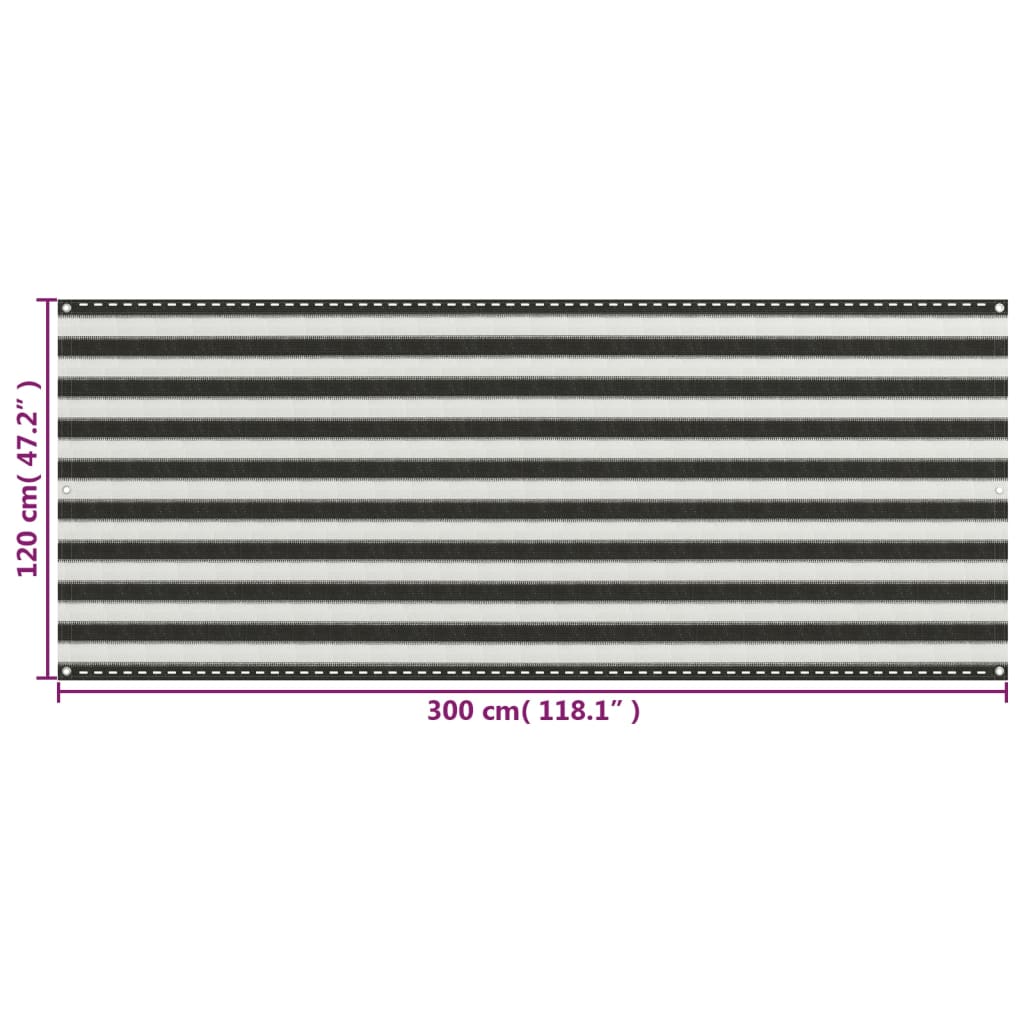 vidaXL Paravan pentru balcon, antracit și alb, 120 x 300 cm, HDPE