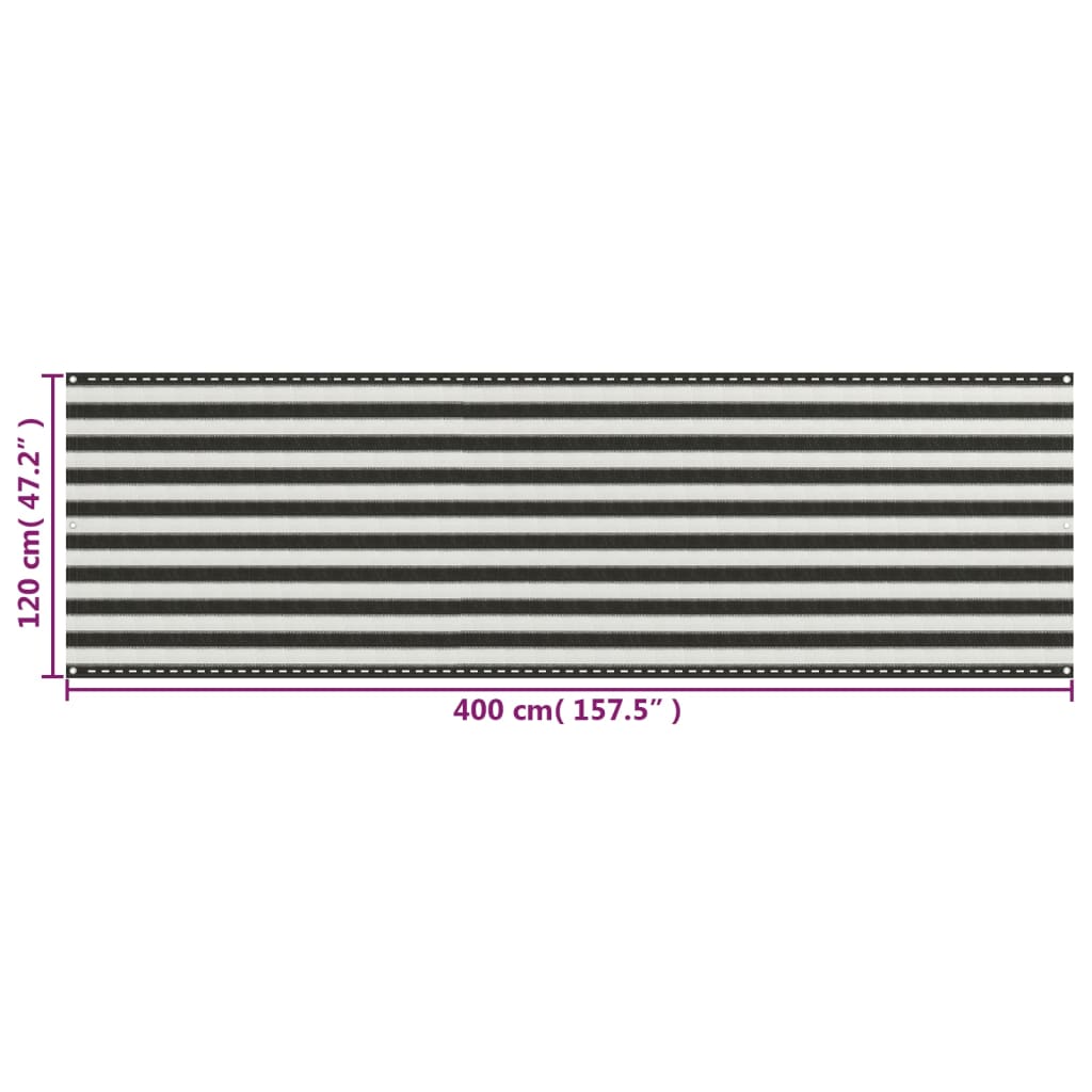 vidaXL Paravan pentru balcon, antracit și alb, 120 x 400 cm, HDPE
