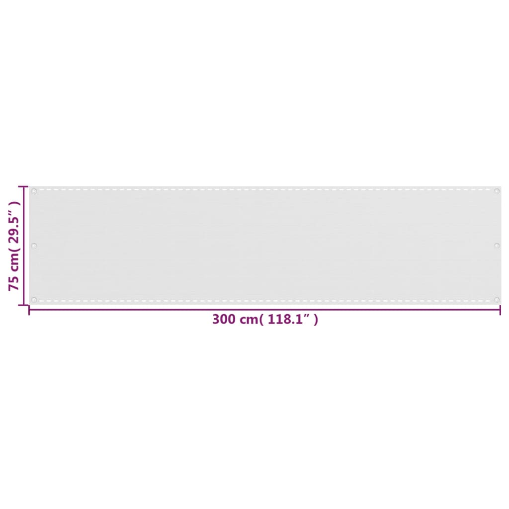 vidaXL Paravan de balcon, alb, 75x300 cm, HDPE