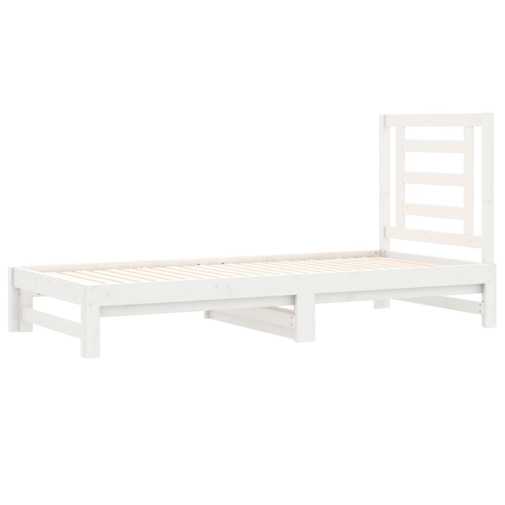 vidaXL Pat de zi extensibil, alb, 2x(90x200) cm, lemn masiv de pin