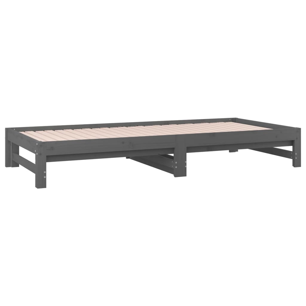 vidaXL Pat de zi extensibil, gri, 2x(90x200) cm, lemn masiv de pin
