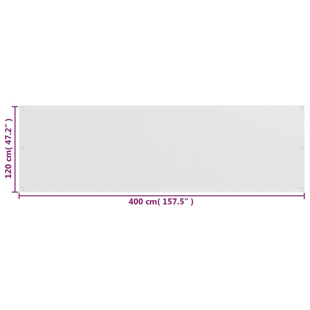 vidaXL Paravan de balcon, alb, 120x400 cm, HDPE