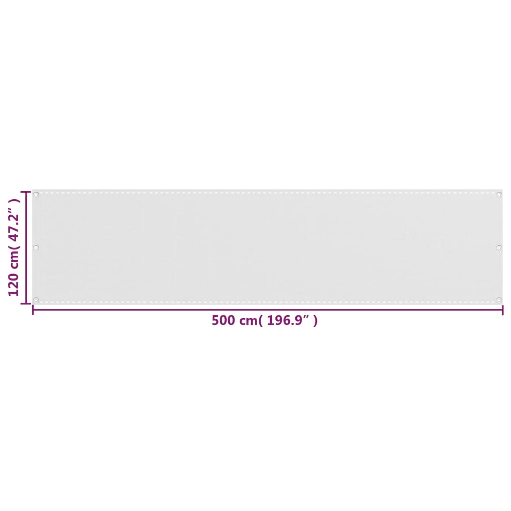 vidaXL Paravan de balcon, alb, 120x500 cm, HDPE