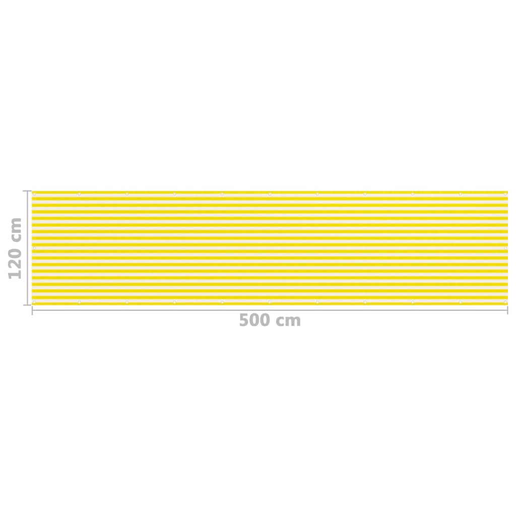 vidaXL Paravan de balcon, galben și alb, 120x500 cm, HDPE