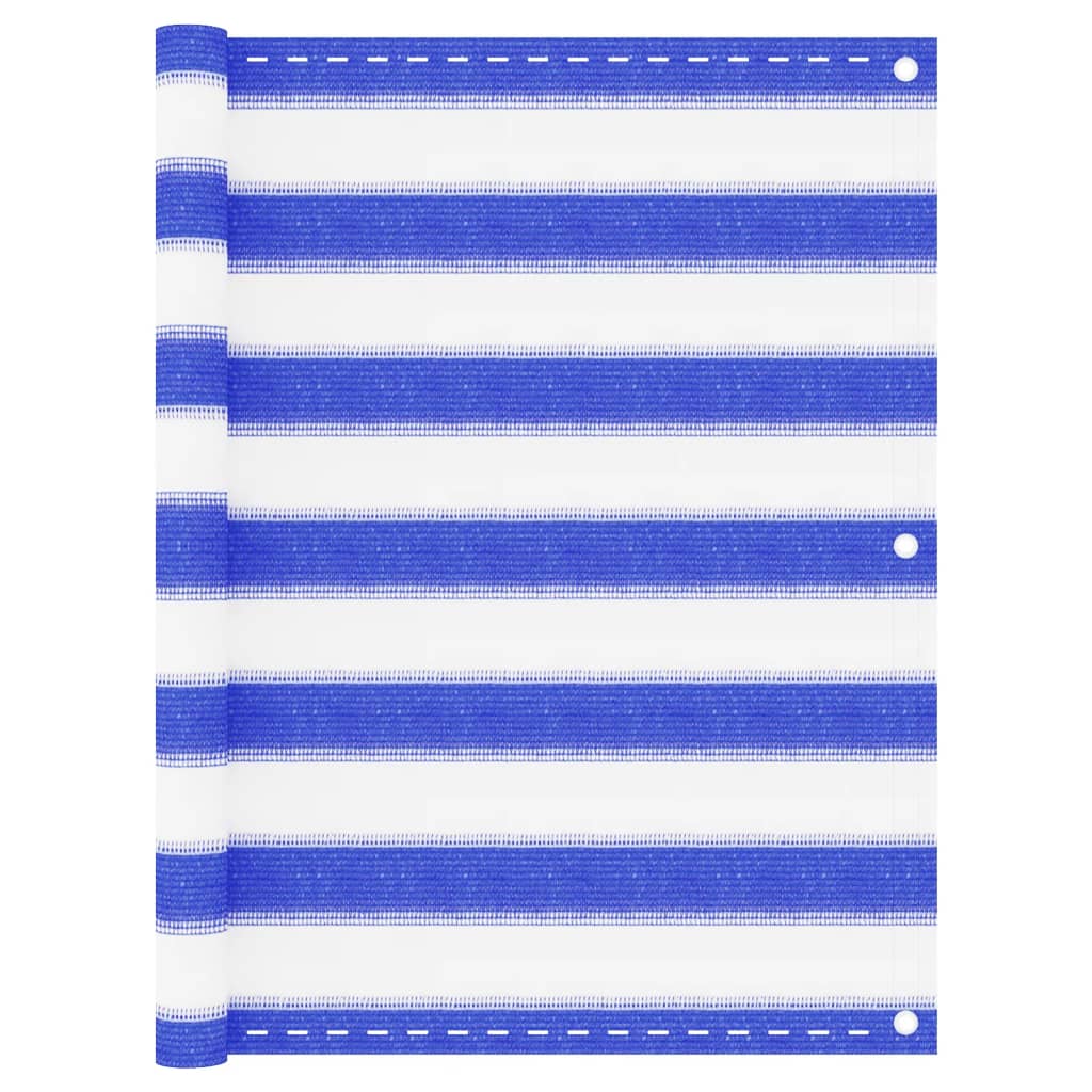 vidaXL Paravan de balcon,albastru și alb, 75 x 500 cm, HDPE