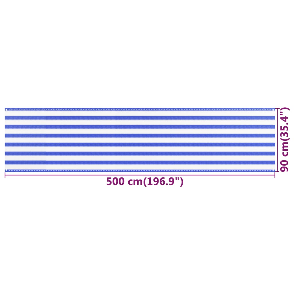 vidaXL Paravan de balcon, albastru și alb, 90x500 cm, HDPE vidaXL Paravan de balcon, albastru și alb, 90x500 cm, HDPE