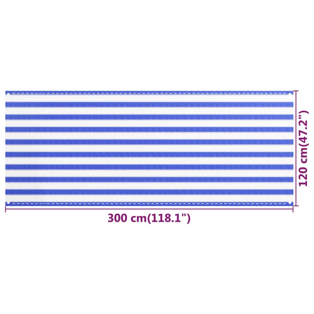 vidaXL Paravan pentru balcon, albastru și alb, 120x300 cm, HDPE