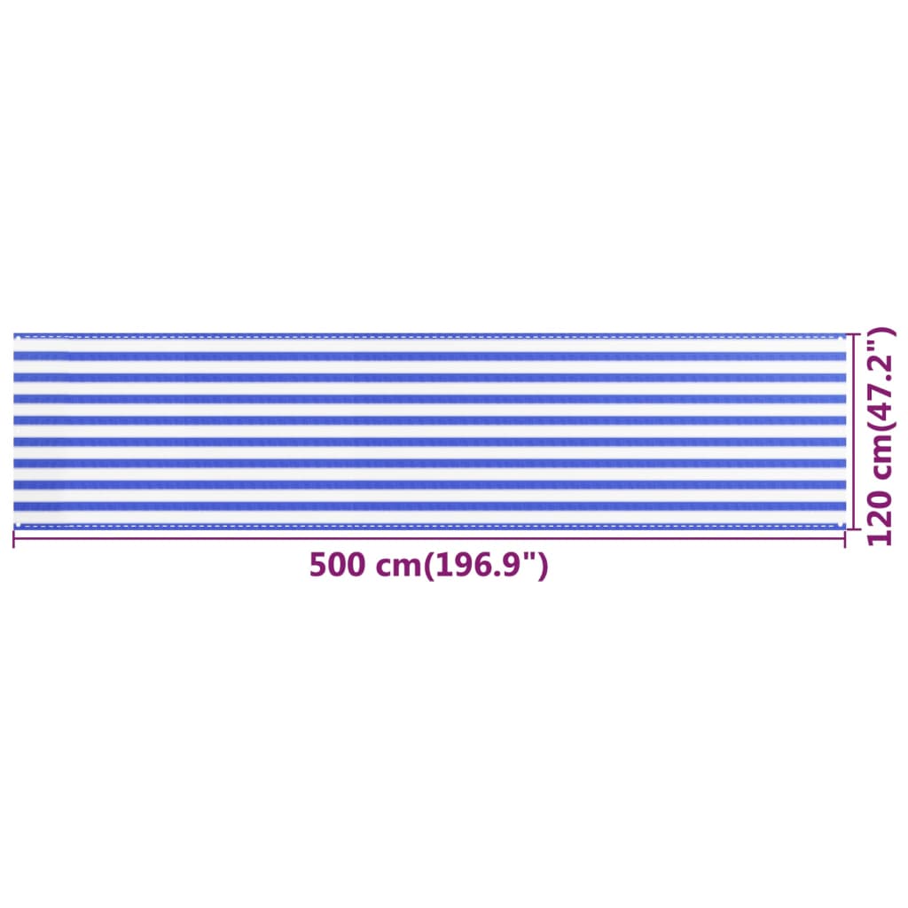 vidaXL Paravan de balcon, albastru și alb, 120x500 cm, HDPE