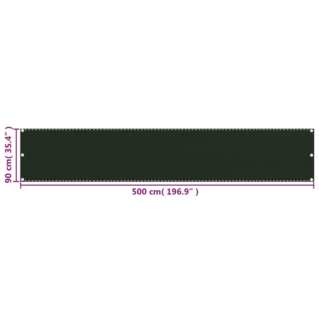 vidaXL Paravan de balcon, verde închis, 90x500 cm, HDPE