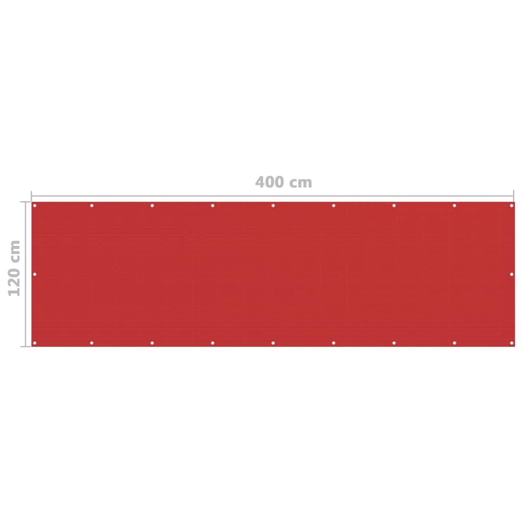 vidaXL Paravan de balcon, roșu, 120x400 cm, HDPE vidaXL Paravan de balcon, roșu, 120x400 cm, HDPE