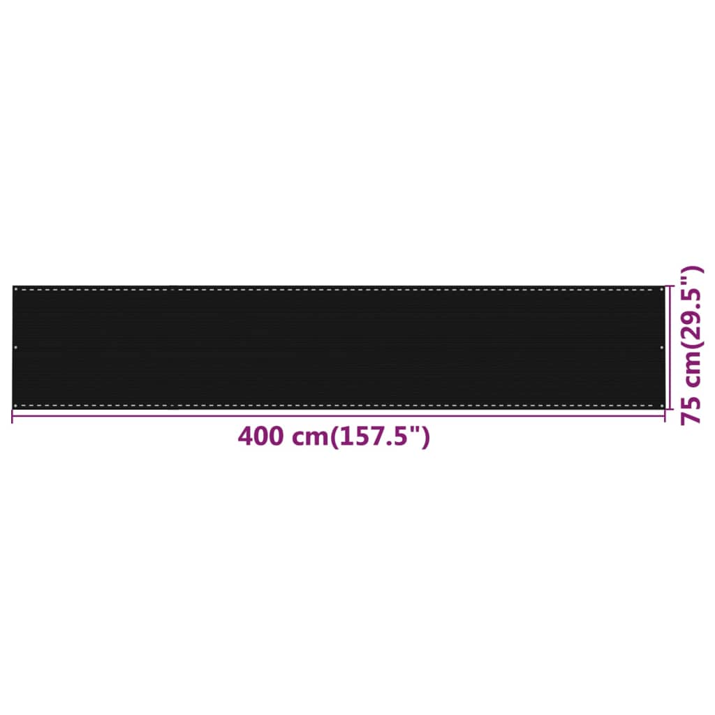vidaXL Paravan pentru balcon, portocaliu, 75x400 cm, HDPE