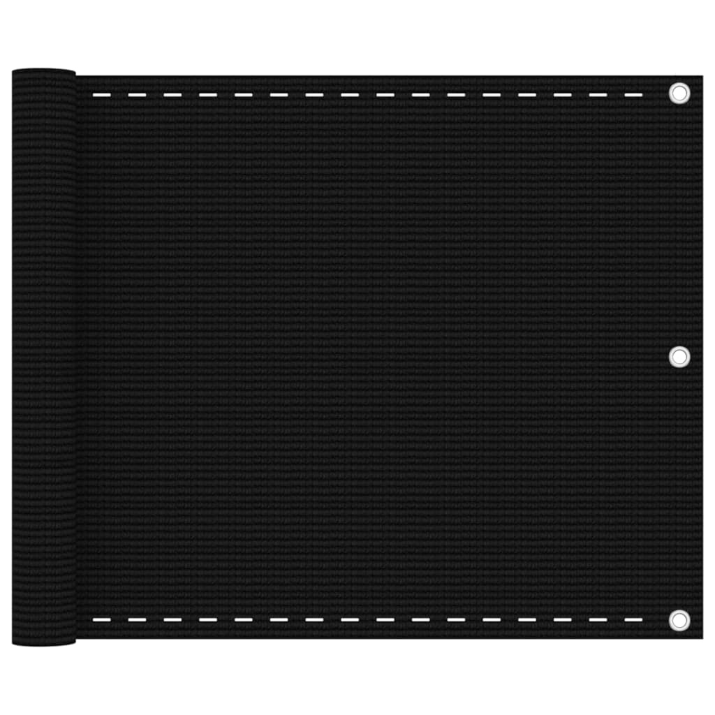 vidaXL Paravan de balcon, negru, 75x500 cm, HDPE