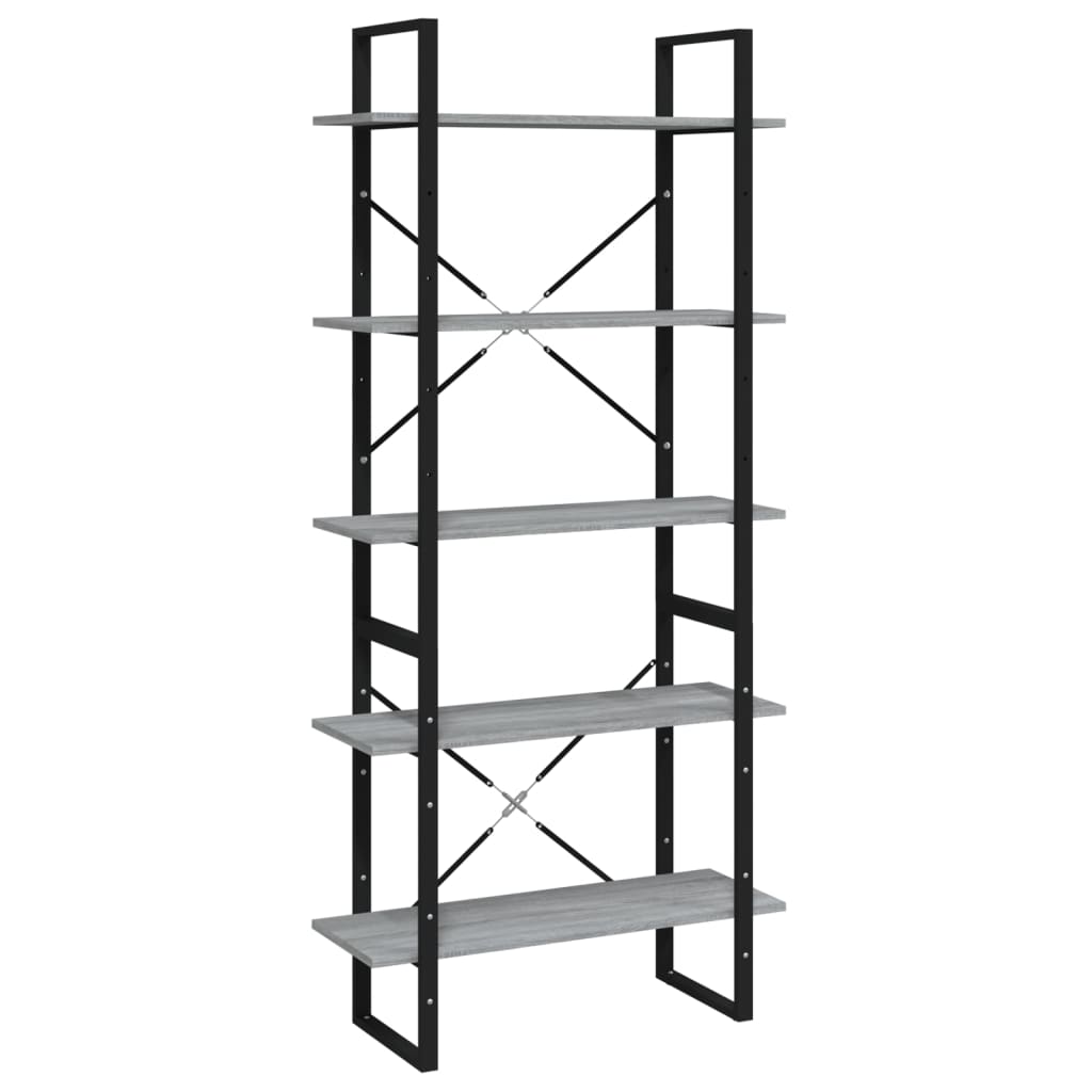 vidaXL Bibliotecă 5 niveluri gri sonoma, 80x30x175 cm lemn prelucrat vidaXL Bibliotecă 5 niveluri gri sonoma, 80x30x175 cm lemn prelucrat