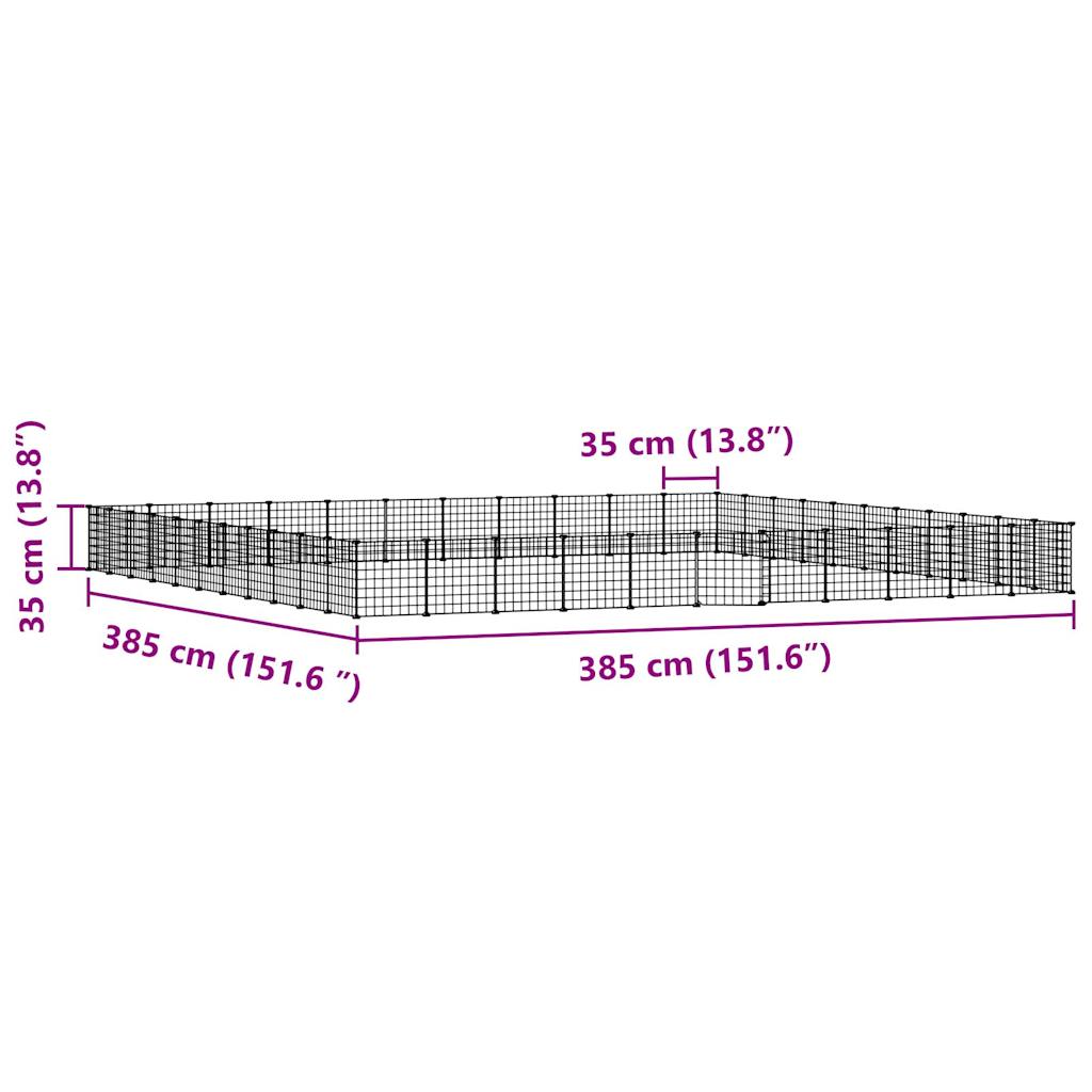 vidaXL Cușcă animale de companie cu ușă 44 panouri negru 35x35 cm oțel