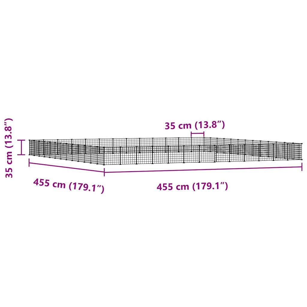 vidaXL Cușcă animale de companie cu ușă 52 panouri negru 35x35 cm oțel