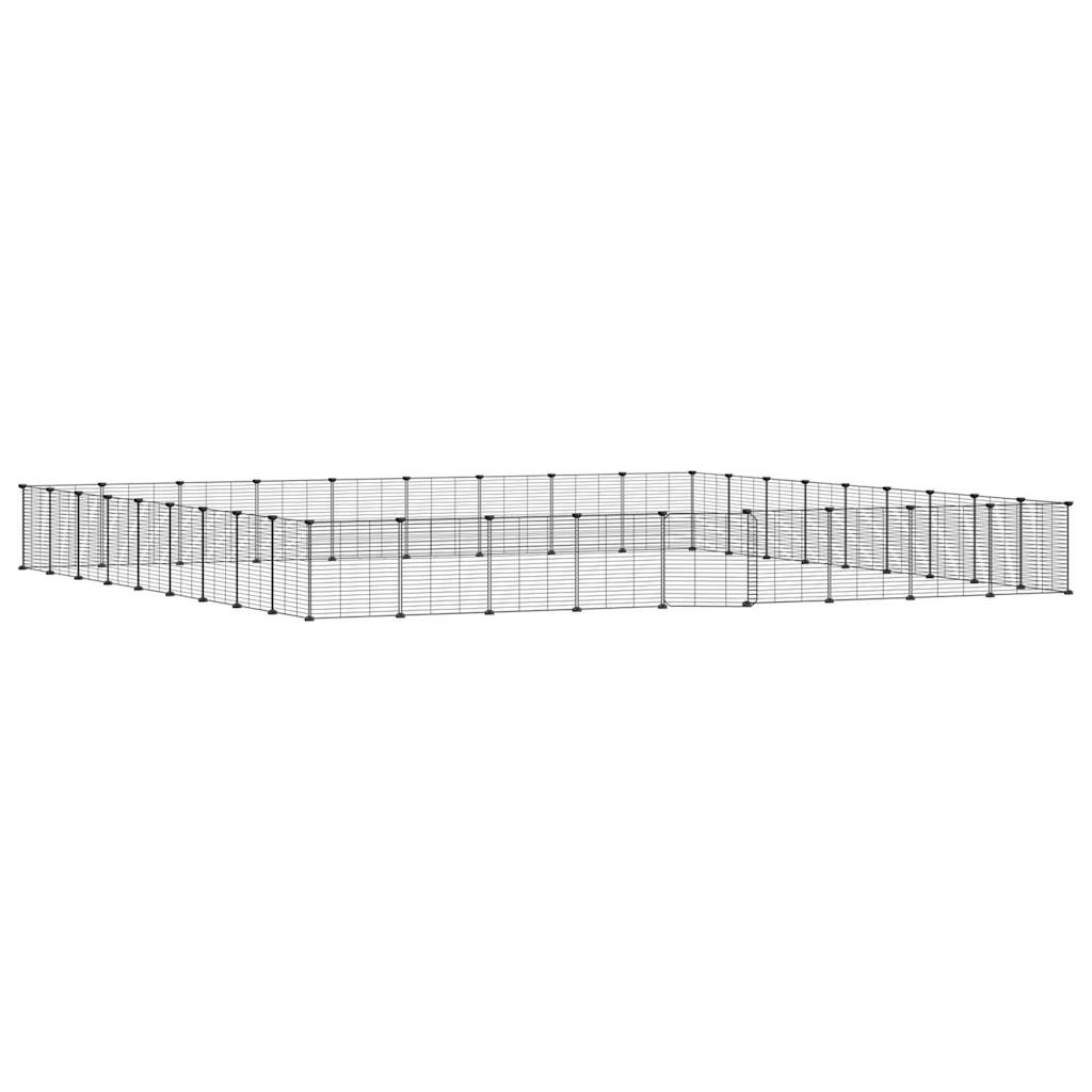 vidaXL Cușcă animale de companie cu ușă 36 panouri negru 35x35 cm oțel