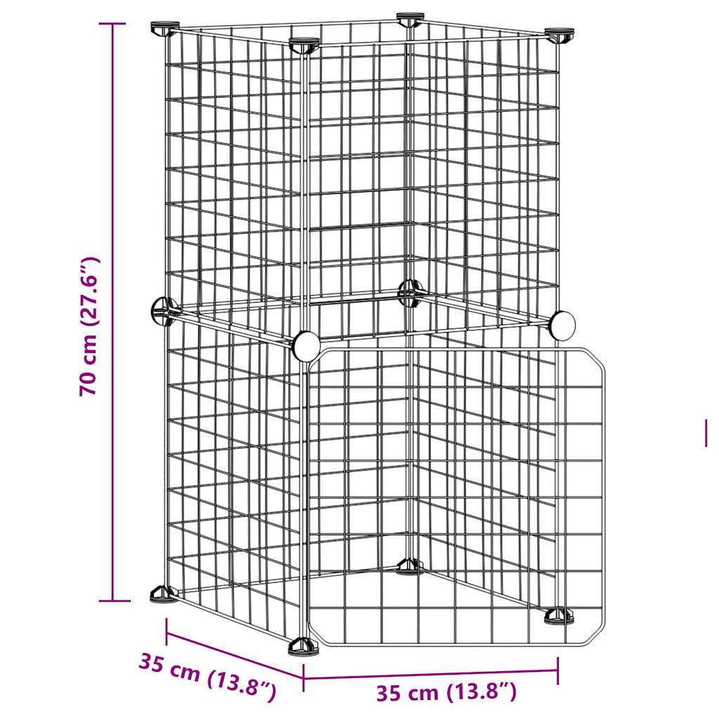 vidaXL Cușcă animale de companie cu ușă, 8 panouri, negru 35x35cm oțel vidaXL Cușcă animale de companie cu ușă, 8 panouri, negru 35x35cm oțel