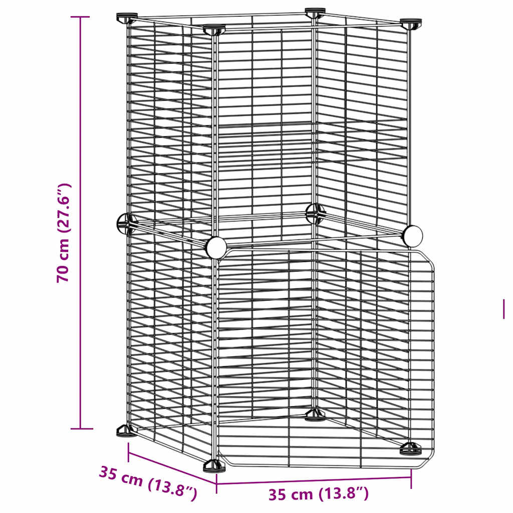 vidaXL Cușcă animale de companie cu ușă, 8 panouri, negru 35x35cm oțel vidaXL Cușcă animale de companie cu ușă, 8 panouri, negru 35x35cm oțel