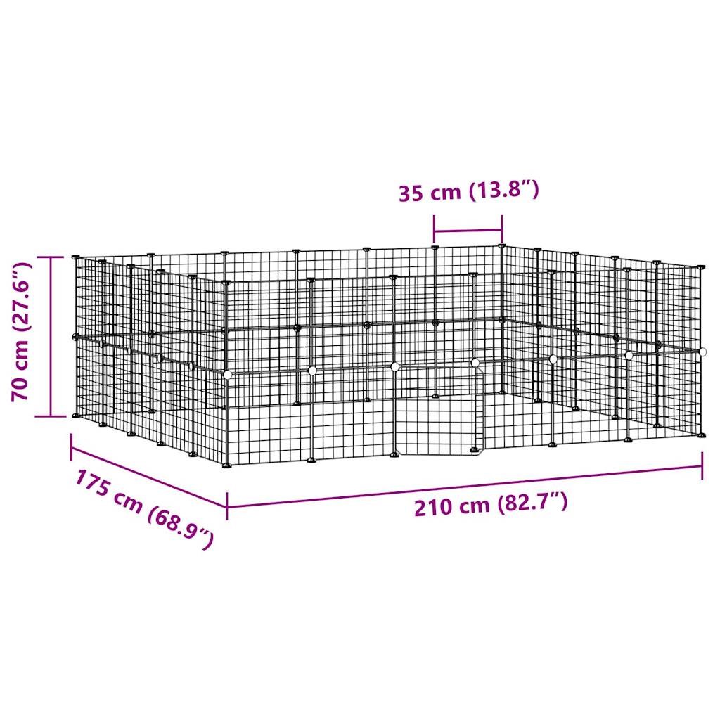 vidaXL Cușcă animale de companie cu ușă 44 panouri negru 35x35 cm oțel vidaXL Cușcă animale de companie cu ușă 44 panouri negru 35x35 cm oțel