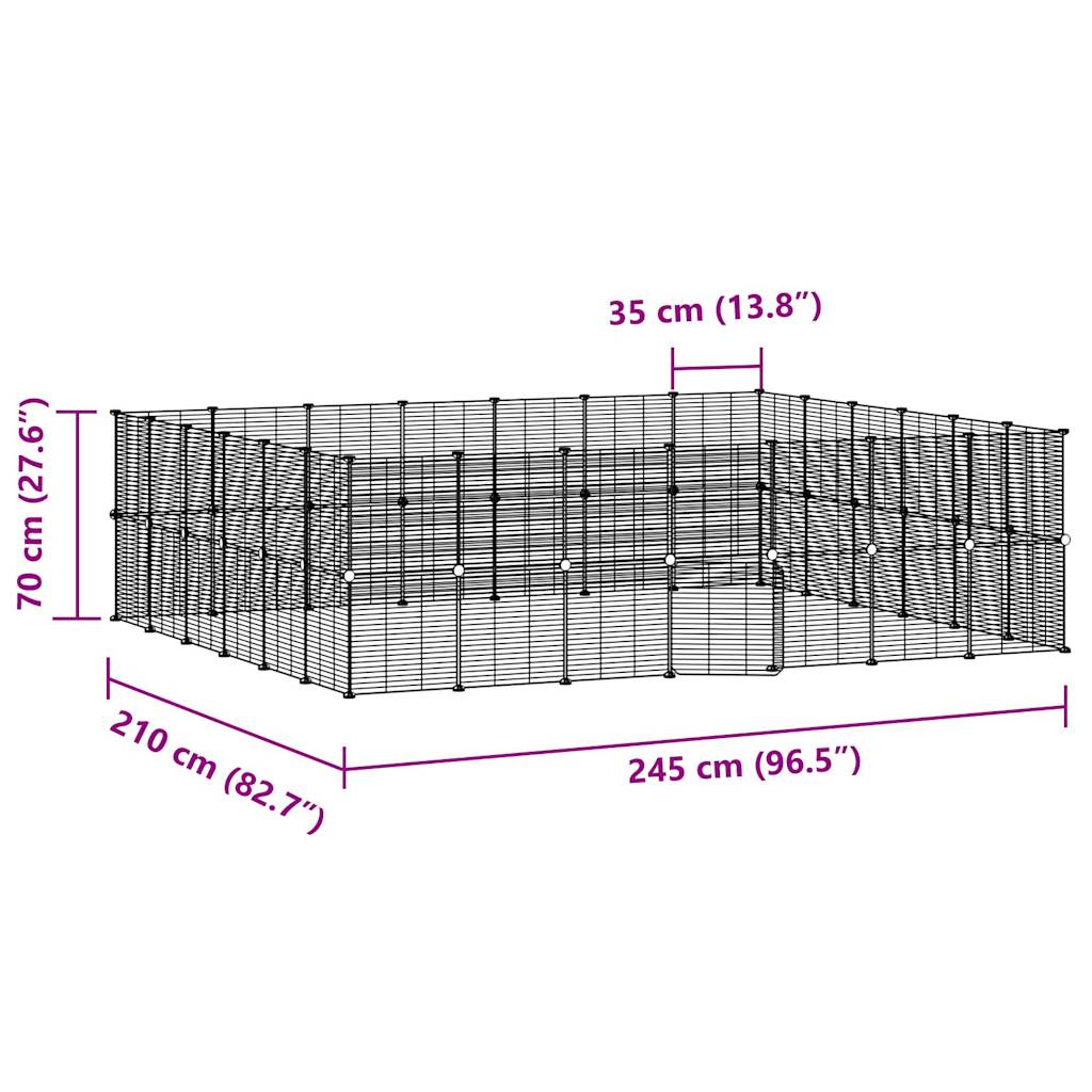 vidaXL Cușcă animale de companie cu ușă 52 panouri negru 35x35 cm oțel