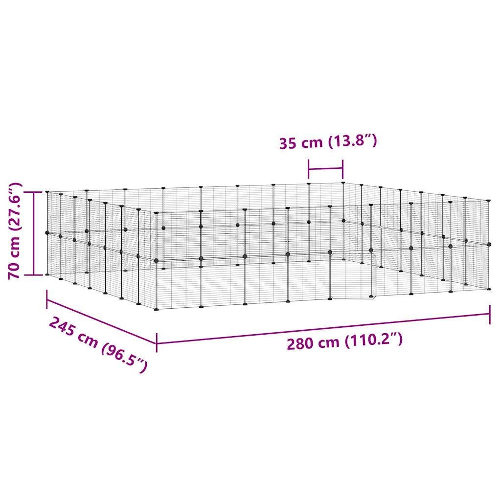 vidaXL Cușcă animale de companie cu ușă 60 panouri negru 35x35 cm oțel