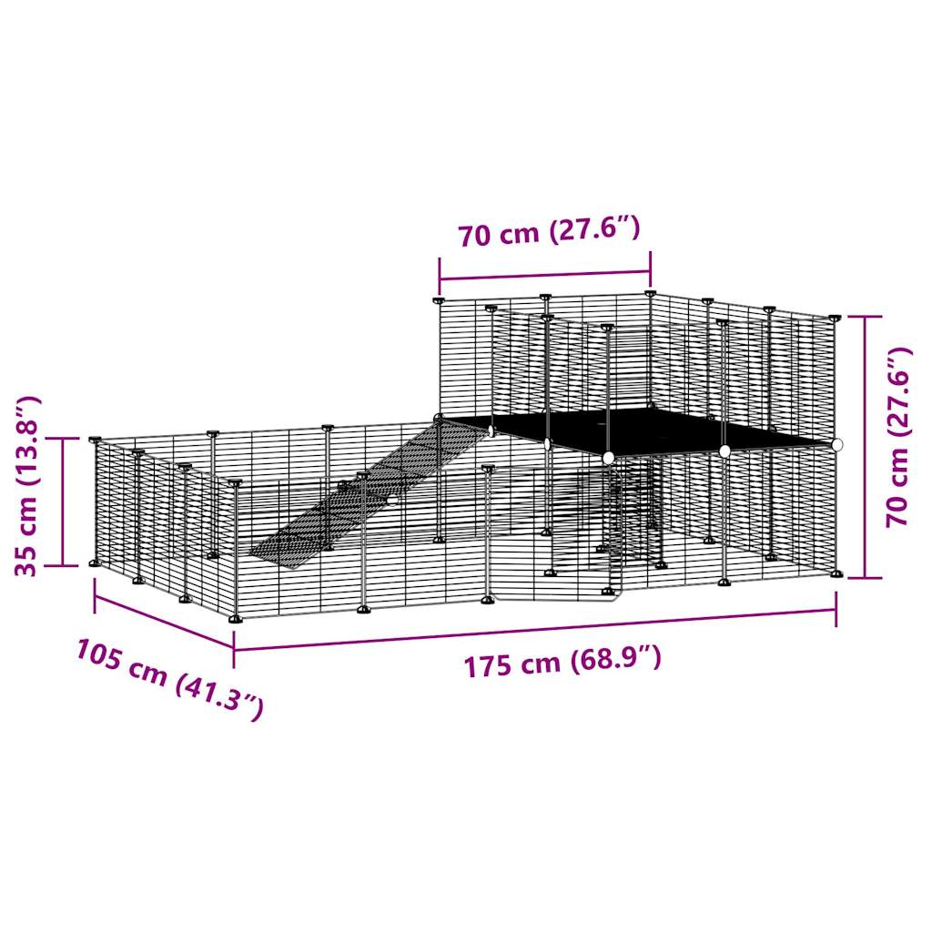 vidaXL Cușcă animale de companie cu ușă 36 panouri negru 35x35 cm oțel