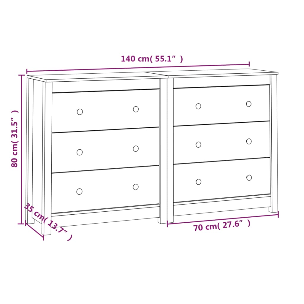 vidaXL Dulap, alb, 140x35x80 cm, lemn masiv de pin