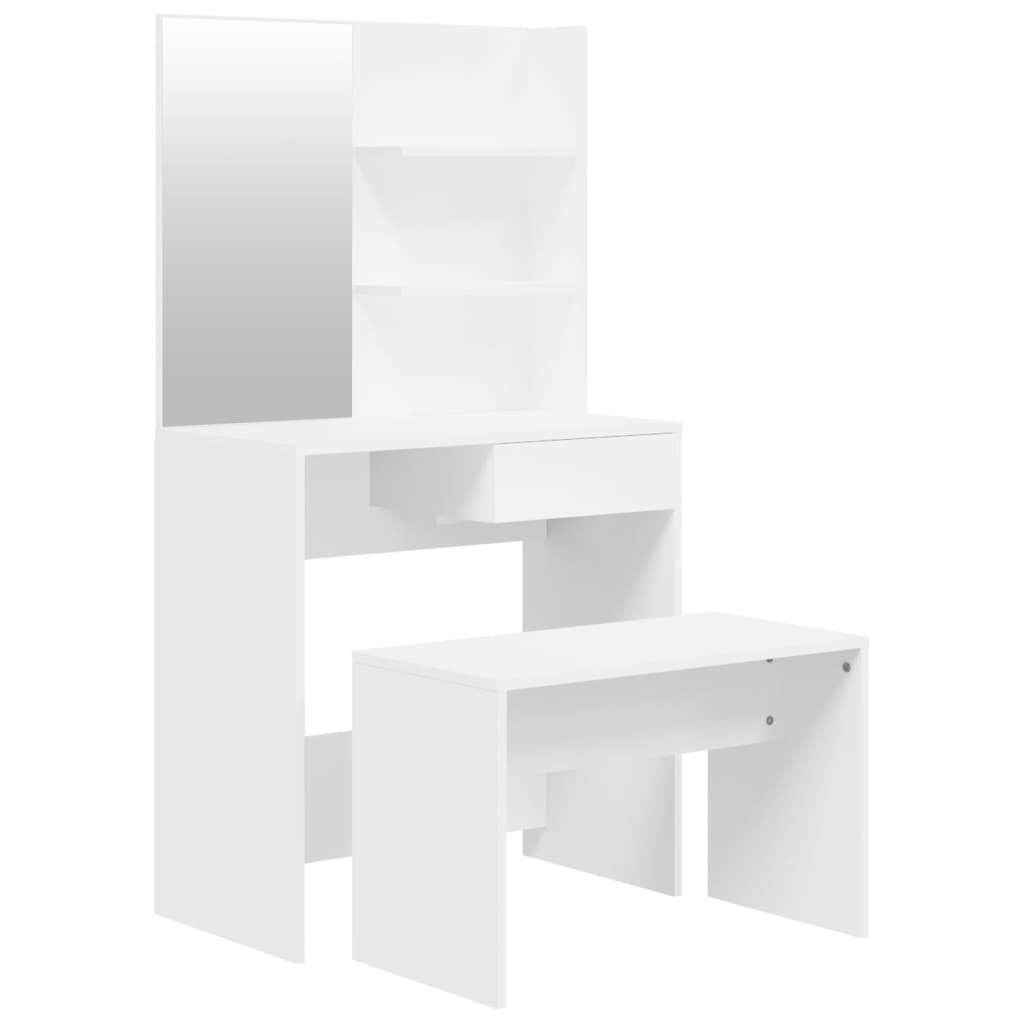 vidaXL Set măsuță de toaletă, alb, 74,5x40x141 cm vidaXL Set măsuță de toaletă, alb, 74,5x40x141 cm