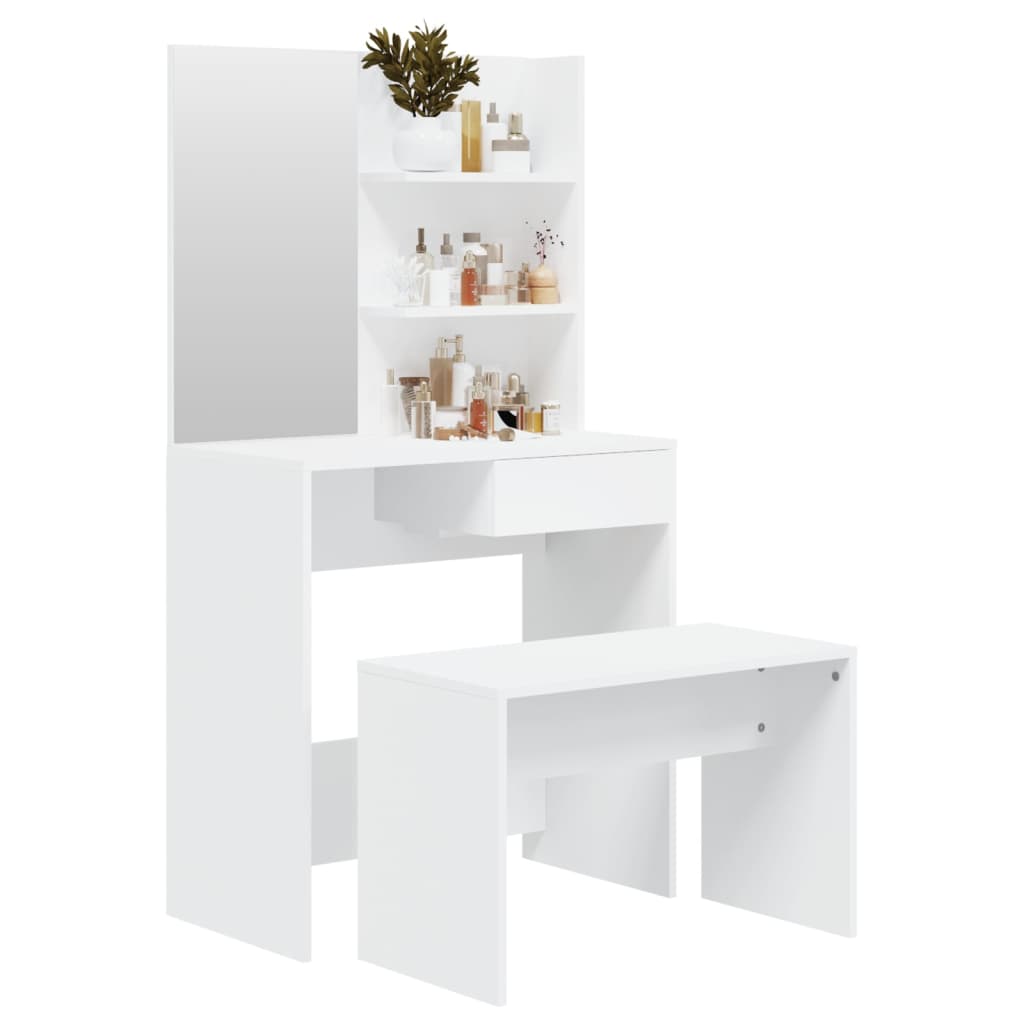 vidaXL Set măsuță de toaletă, alb, 74,5x40x141 cm vidaXL Set măsuță de toaletă, alb, 74,5x40x141 cm