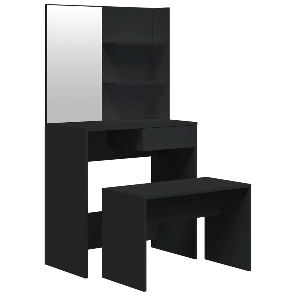 vidaXL Set măsuță de toaletă, negru, 74,5x40x141 cm vidaXL Set măsuță de toaletă, negru, 74,5x40x141 cm