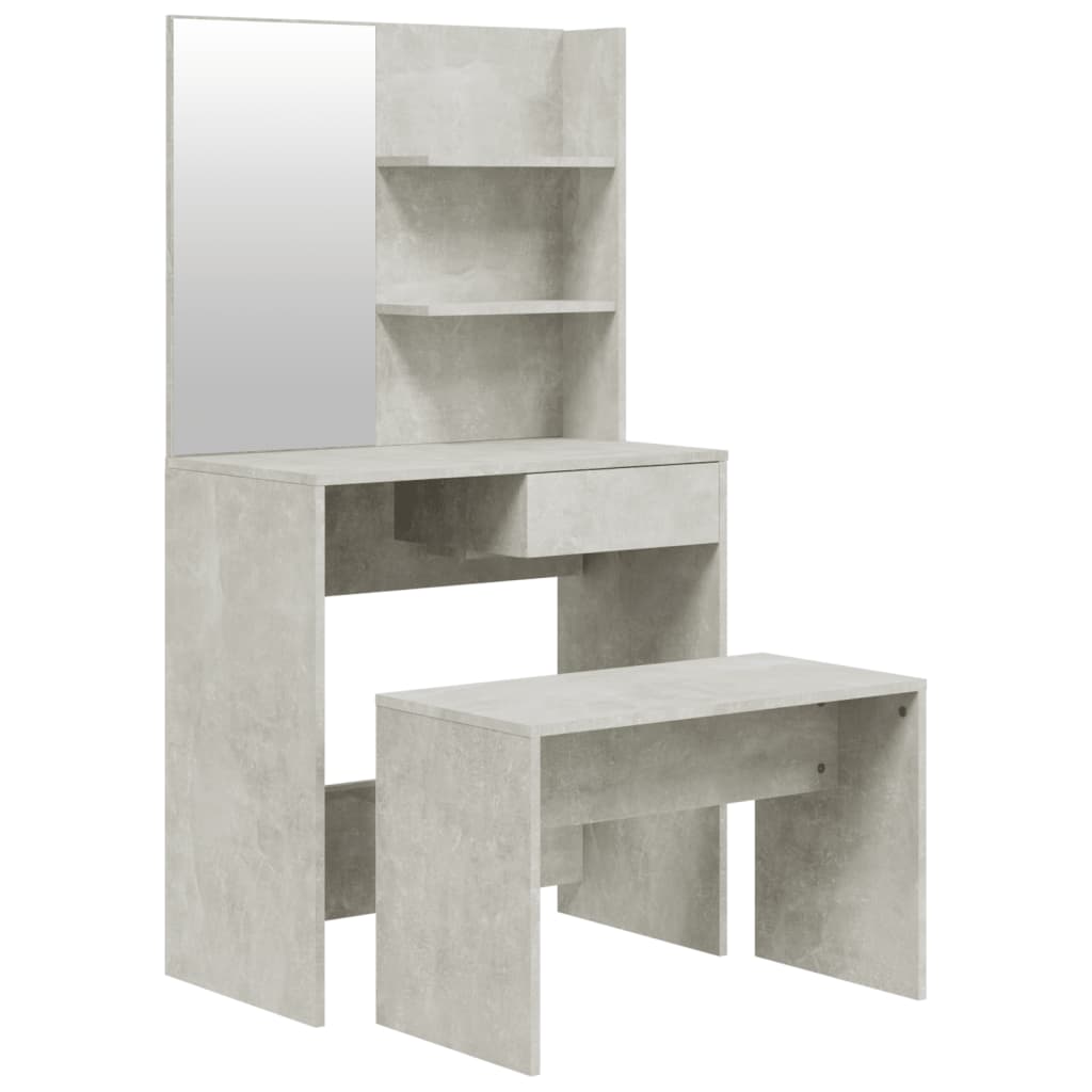 vidaXL Set măsuță de toaletă, gri beton, 74,5x40x141 cm vidaXL Set măsuță de toaletă, gri beton, 74,5x40x141 cm