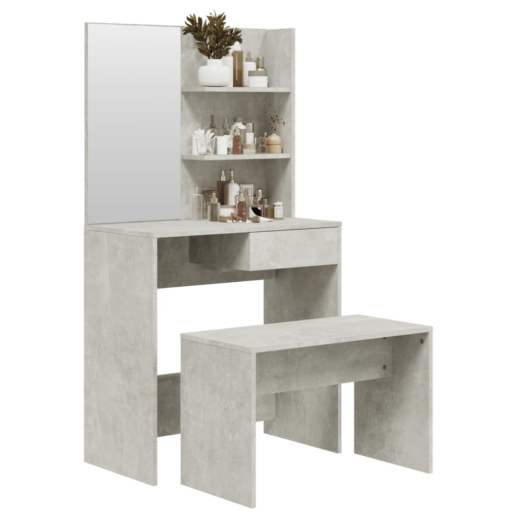 vidaXL Set măsuță de toaletă, gri beton, 74,5x40x141 cm vidaXL Set măsuță de toaletă, gri beton, 74,5x40x141 cm