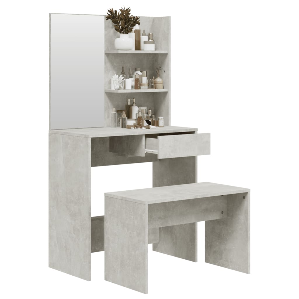 vidaXL Set măsuță de toaletă, gri beton, 74,5x40x141 cm vidaXL Set măsuță de toaletă, gri beton, 74,5x40x141 cm