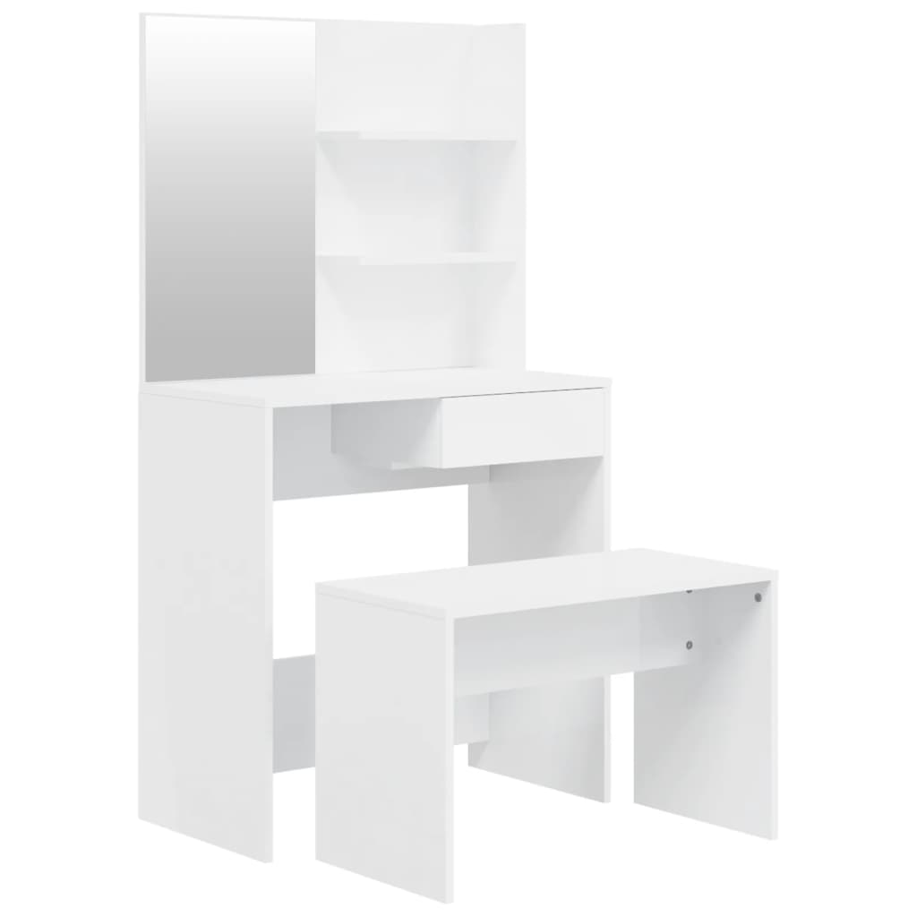 vidaXL Set măsuță de toaletă, alb extralucios, 74,5x40x141 cm vidaXL Set măsuță de toaletă, alb extralucios, 74,5x40x141 cm