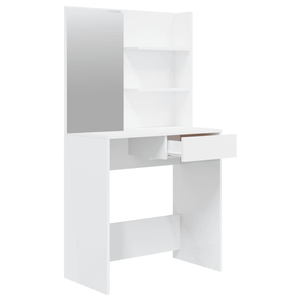 vidaXL Set măsuță de toaletă, alb extralucios, 74,5x40x141 cm vidaXL Set măsuță de toaletă, alb extralucios, 74,5x40x141 cm
