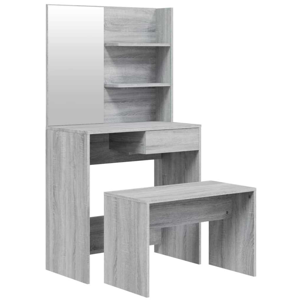 vidaXL Set măsuță de toaletă, gri sonoma, 74,5x40x141 cm vidaXL Set măsuță de toaletă, gri sonoma, 74,5x40x141 cm